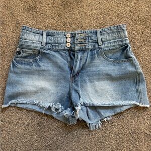 KanCan Light Blue Frayed Jean Shorts